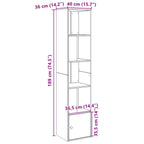 Libreria Grigio Cemento 40x36x189 cm in Legno Multistrato