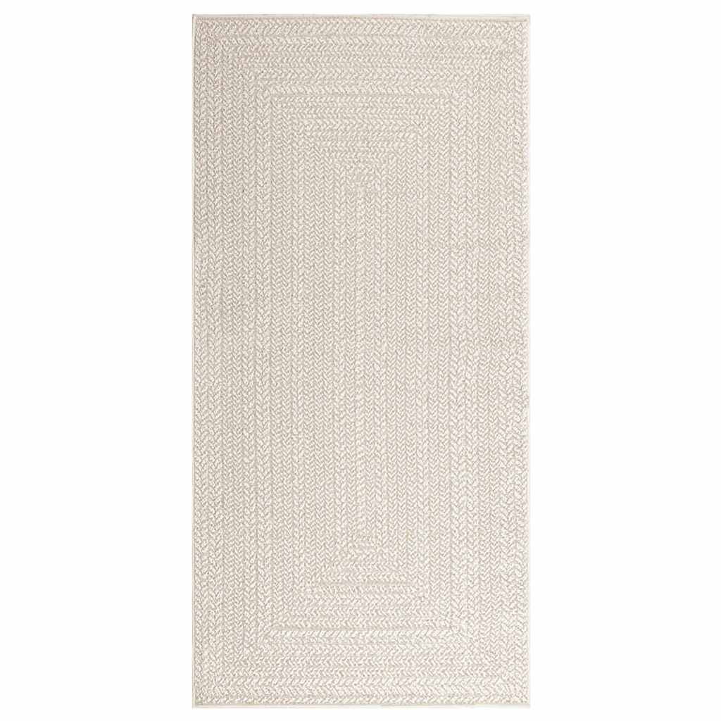 Tappeto ZIZUR Crema 100x200 cm Aspetto Iuta Interni ed Esterni