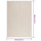 Tappeto ZIZUR Crema 140x200 cm Aspetto Iuta Interni ed Esterni