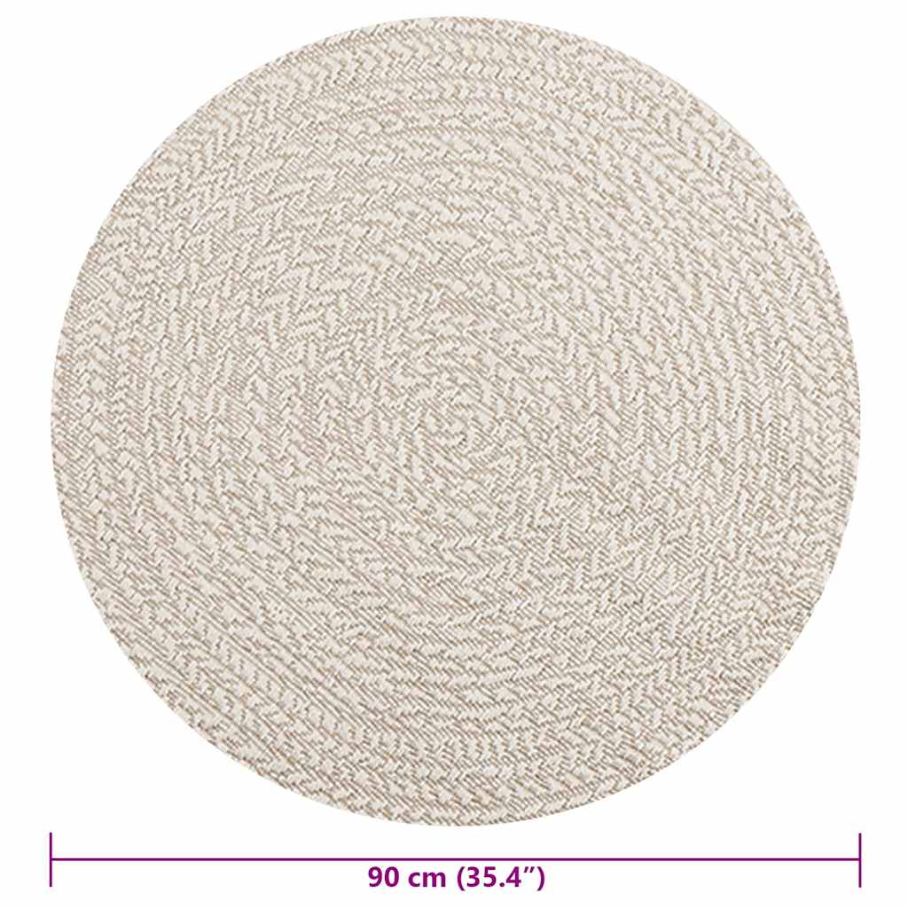 Tappeto ZIZUR Crema Ø 90 cm Aspetto Iuta per Interni ed Esterni