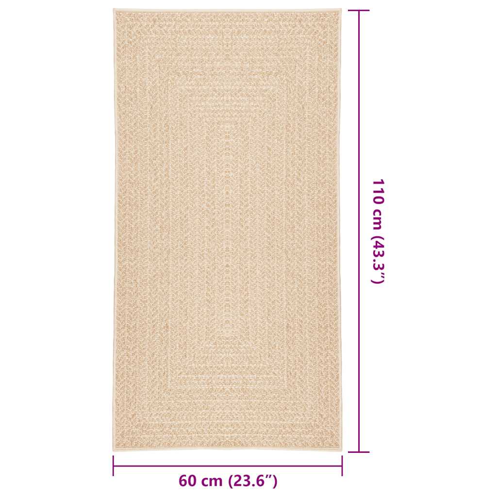 Tappeto ZIZUR Beige 60x110 cm Aspetto Iuta Interni ed Esterni