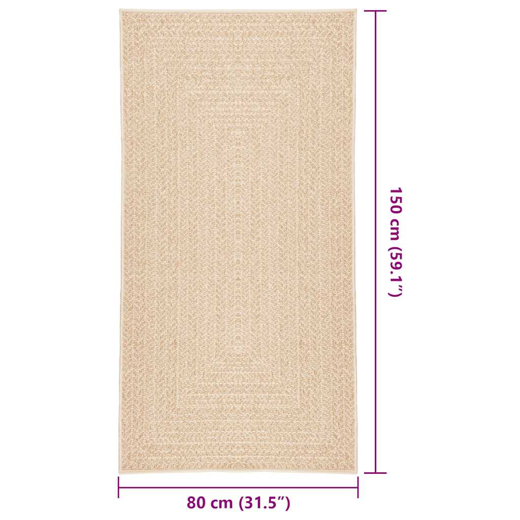 Tappeto ZIZUR Beige 80x150 cm Aspetto Iuta Interni ed Esterni
