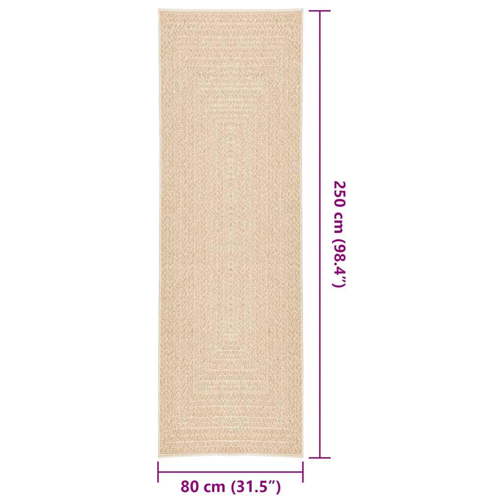 Tappeto ZIZUR Beige 80x250 cm Aspetto Iuta Interni ed Esterni