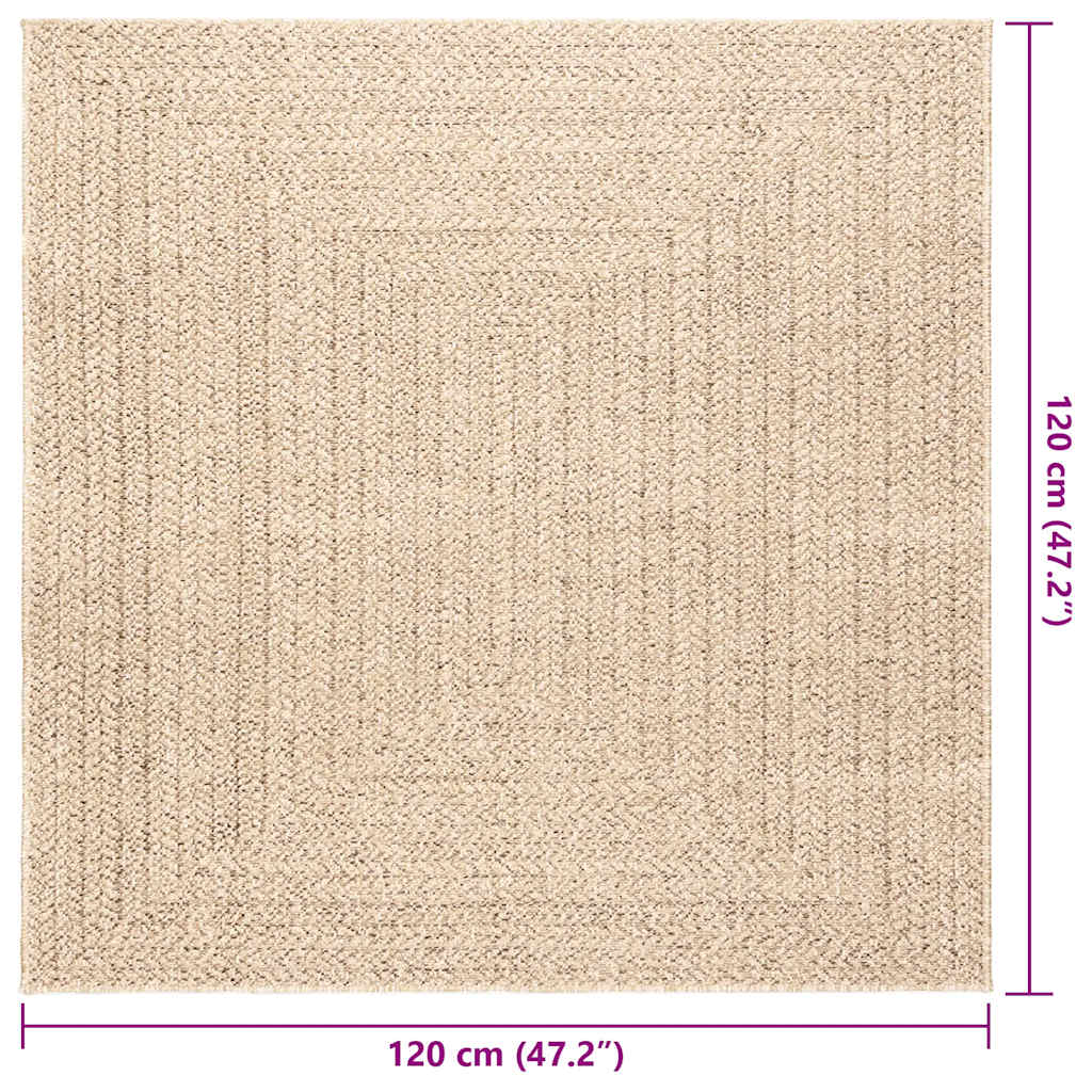 Tappeto ZIZUR Beige 120x120 cm Aspetto Iuta Interni ed Esterni