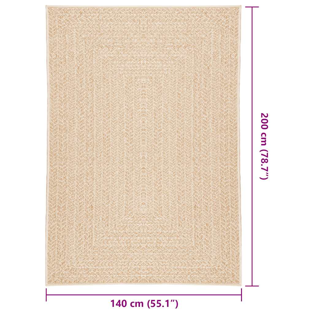 Tappeto ZIZUR Beige 140x200 cm Aspetto Iuta Interni ed Esterni