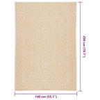 Tappeto ZIZUR Beige 140x200 cm Aspetto Iuta Interni ed Esterni