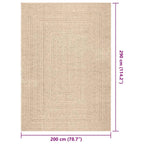 Tappeto ZIZUR Beige 200x290 cm Aspetto Iuta Interni ed Esterni