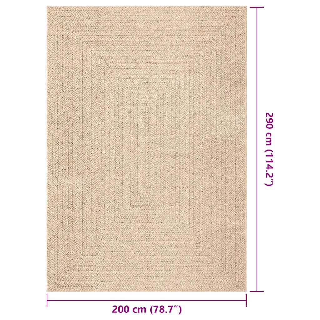 Tappeto ZIZUR Beige 200x290 cm Aspetto Iuta Interni ed Esterni