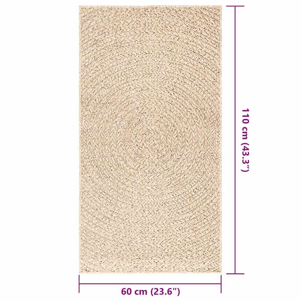 Tappeto ZIZUR Beige 60x110 cm Aspetto Iuta Interni ed Esterni