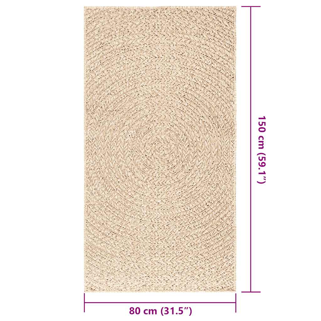 Tappeto ZIZUR Beige 80x150 cm Aspetto Iuta Interni ed Esterni
