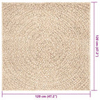 Tappeto ZIZUR Beige 120x120 cm Aspetto Iuta Interni ed Esterni