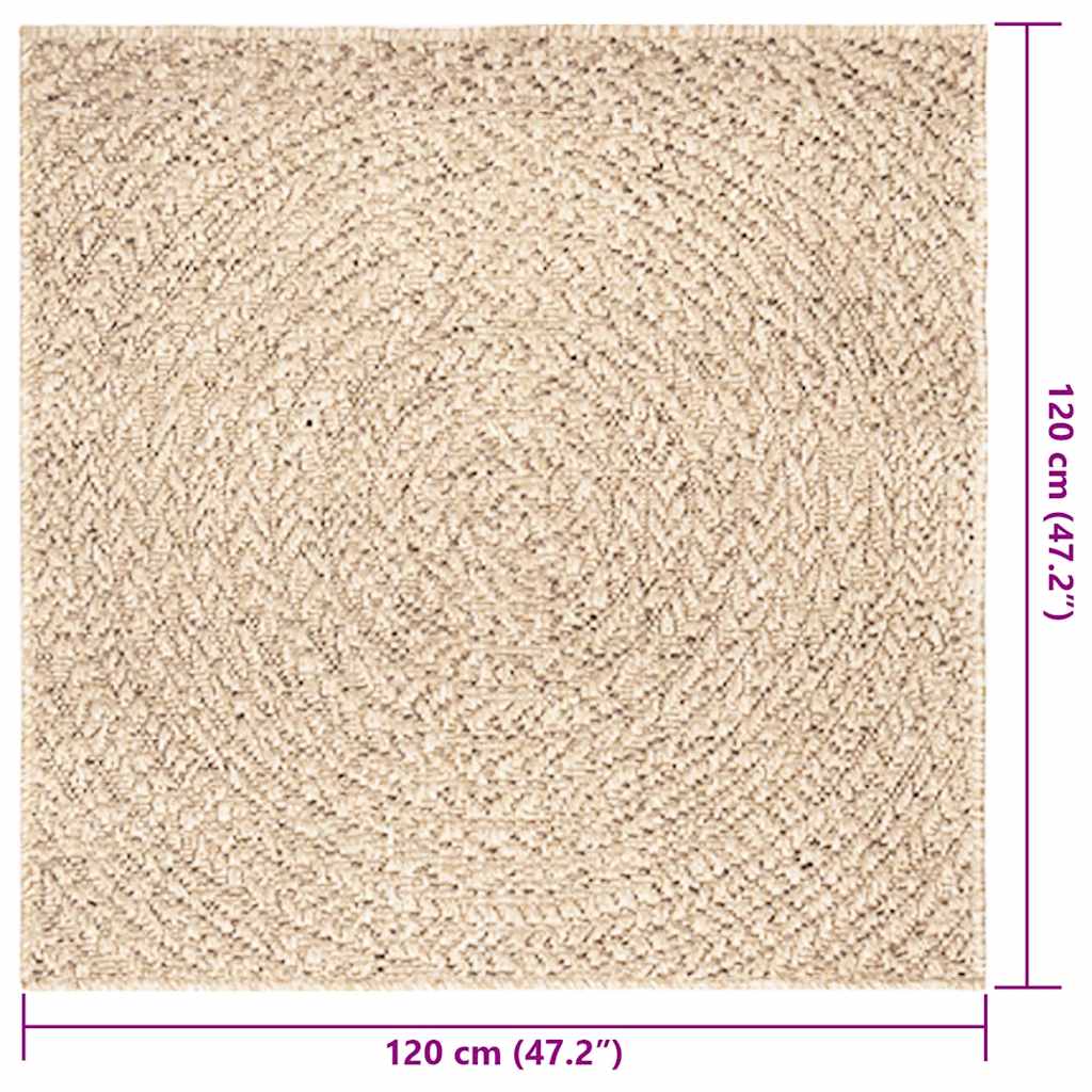 Tappeto ZIZUR Beige 120x120 cm Aspetto Iuta Interni ed Esterni