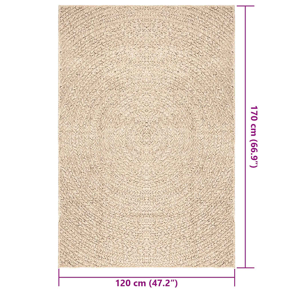 Tappeto ZIZUR Beige 120x170 cm Aspetto Iuta Interni ed Esterni