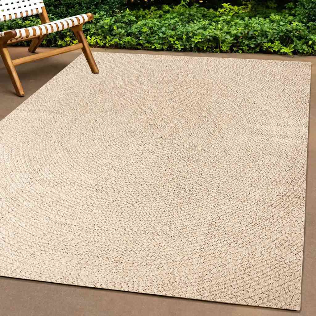 Tappeto ZIZUR Beige 140x200 cm Aspetto Iuta Interni ed Esterni