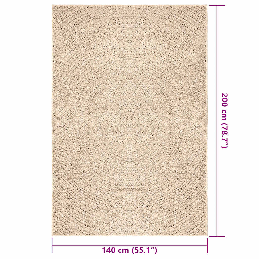 Tappeto ZIZUR Beige 140x200 cm Aspetto Iuta Interni ed Esterni