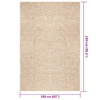 Tappeto ZIZUR Beige 160x230 cm Aspetto Iuta Interni ed Esterni