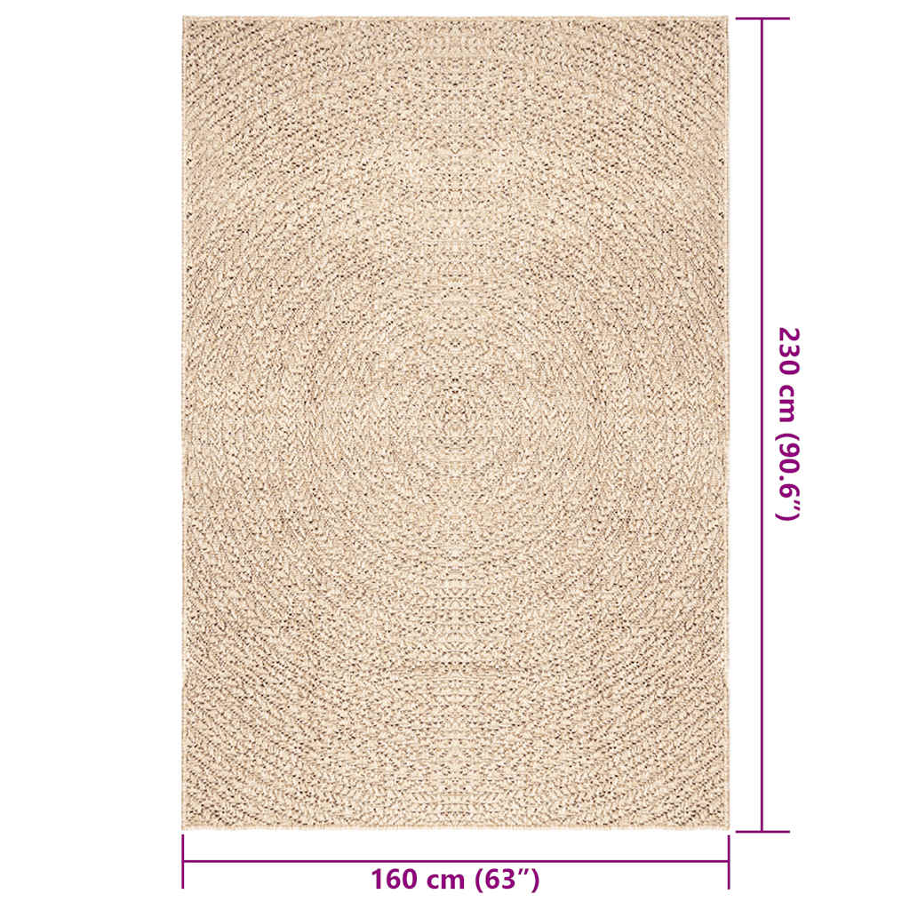 Tappeto ZIZUR Beige 160x230 cm Aspetto Iuta Interni ed Esterni