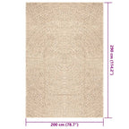 Tappeto ZIZUR Beige 200x290 cm Aspetto Iuta Interni ed Esterni