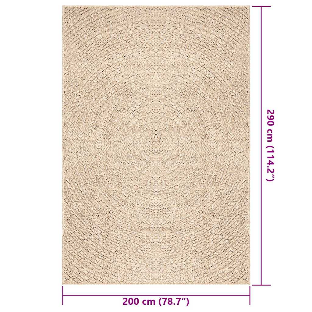 Tappeto ZIZUR Beige 200x290 cm Aspetto Iuta Interni ed Esterni