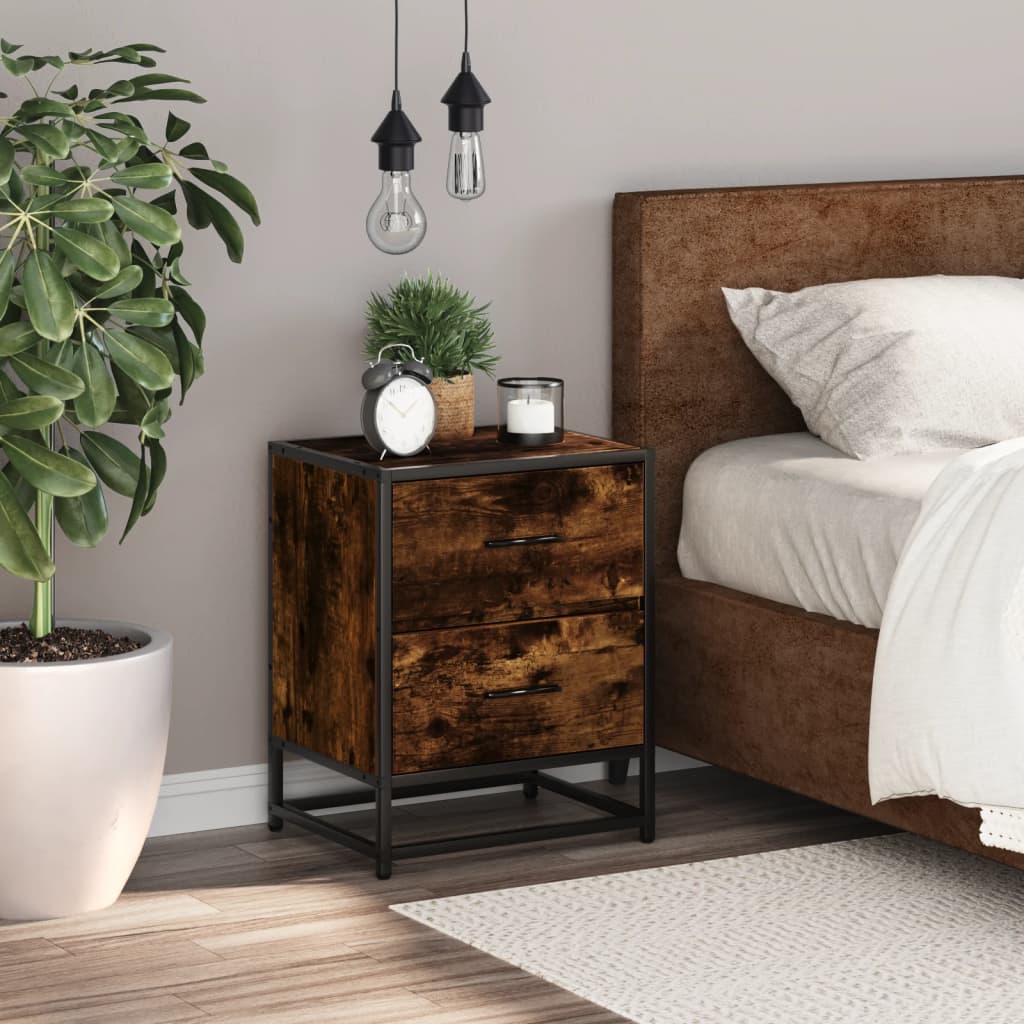 Comodino Rovere Fumo 40x31x50 cm in Truciolato