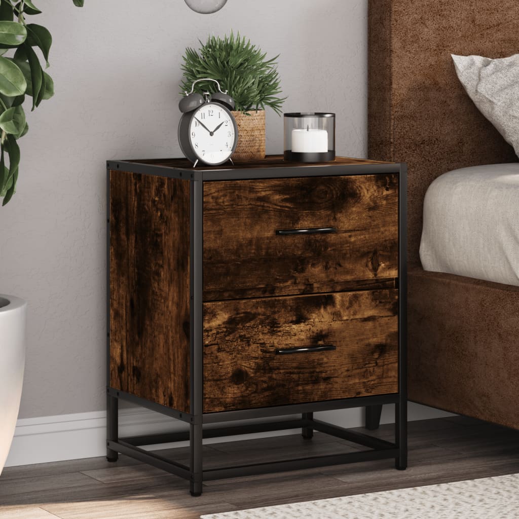 Comodino Rovere Fumo 40x31x50 cm in Truciolato