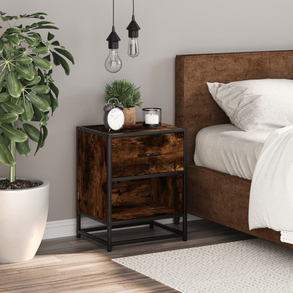 Comodino Rovere Fumo 40x31x50 cm in Truciolato