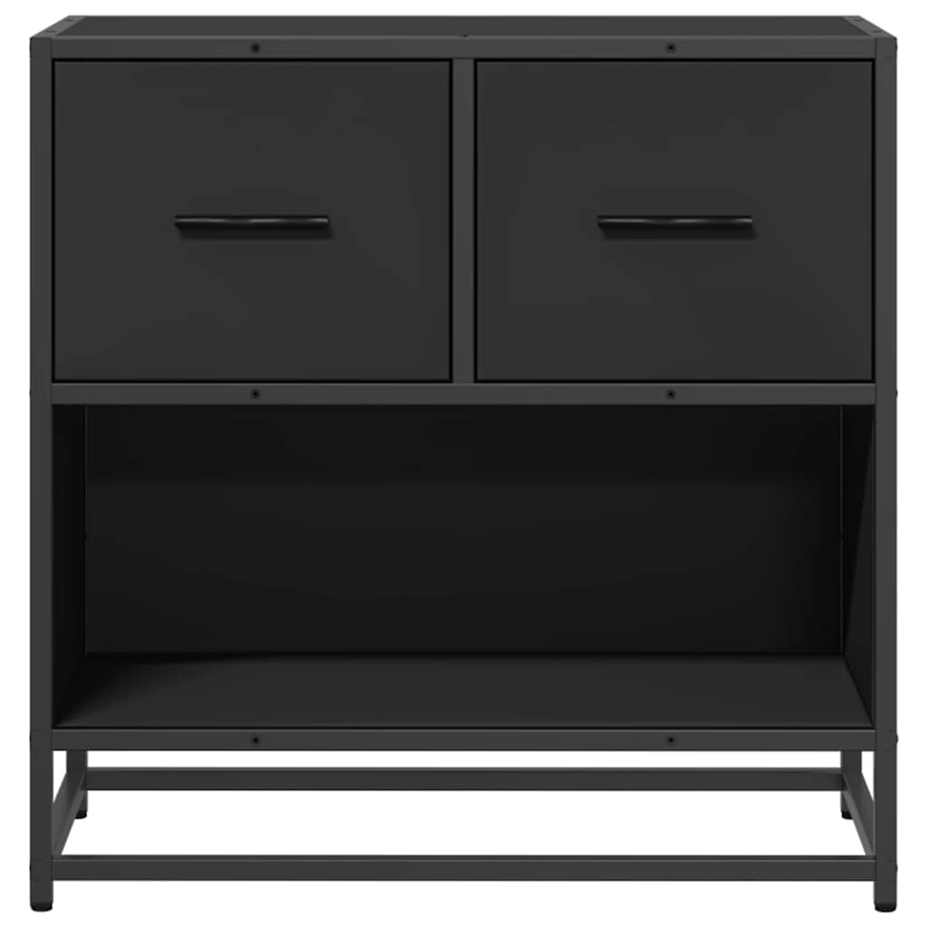 Comodino Nero 60x31x60 cm in Legno Multistrato e Metallo