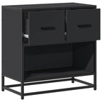 Comodino Nero 60x31x60 cm in Legno Multistrato e Metallo