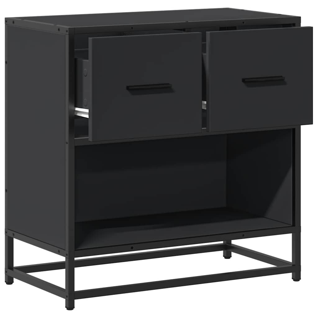 Comodino Nero 60x31x60 cm in Legno Multistrato e Metallo