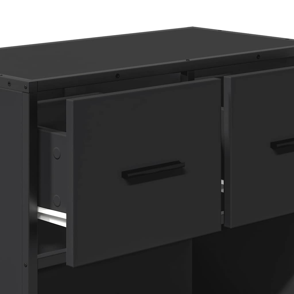 Comodino Nero 60x31x60 cm in Legno Multistrato e Metallo