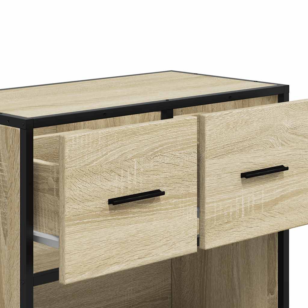 Comodino Rovere Sonoma 60x31x60 cm in Truciolato e Metallo