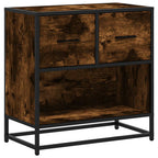 Comodino Rovere Fumo 60x31x60 cm in Legno Multistrato e Metallo