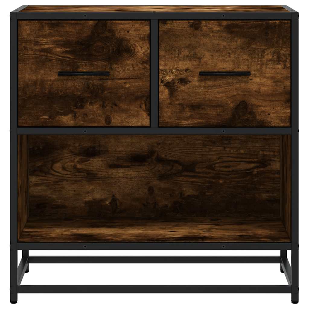 Comodino Rovere Fumo 60x31x60 cm in Legno Multistrato e Metallo