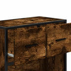 Comodino Rovere Fumo 60x31x60 cm in Legno Multistrato e Metallo