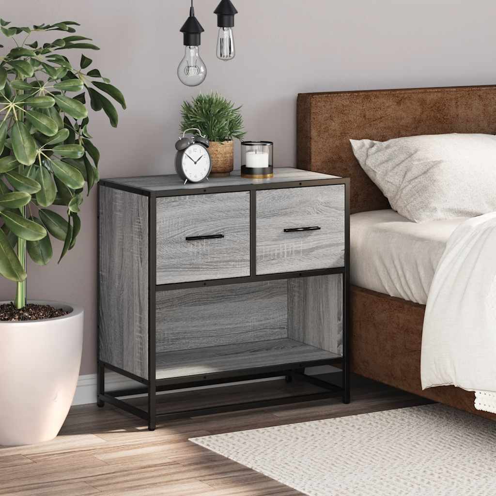 Comodino Grigio Sonoma 60x31x60 cm Legno Multistrato e Metallo
