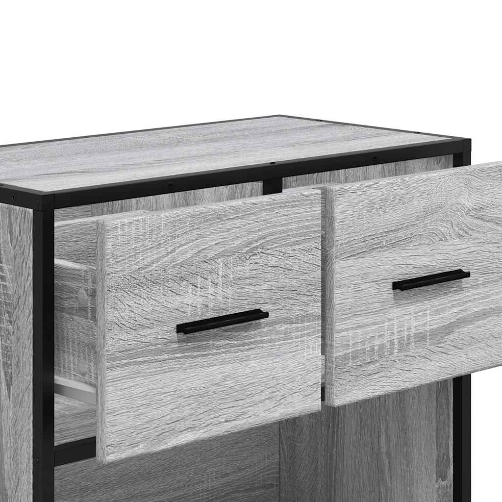 Comodino Grigio Sonoma 60x31x60 cm Legno Multistrato e Metallo