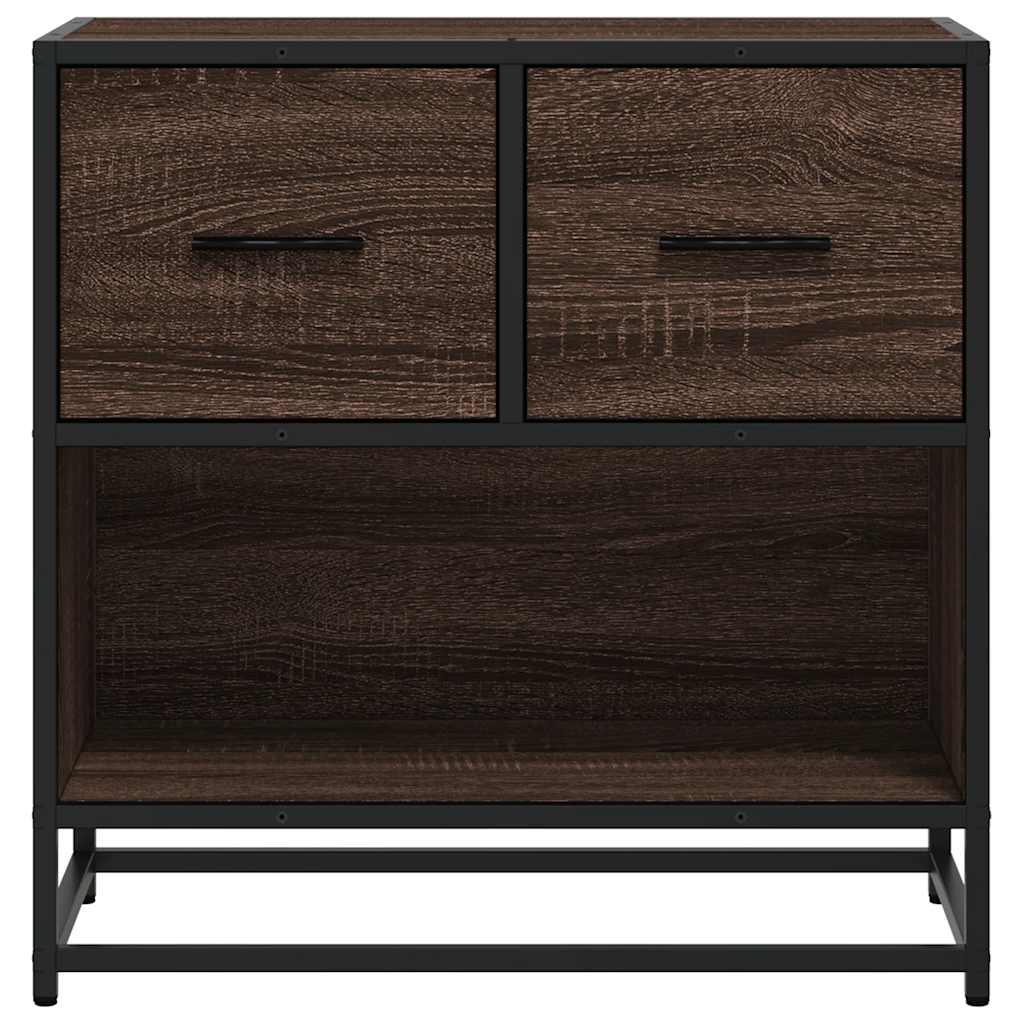Comodino Rovere Marrone 60x31x60 cm Legno Multistrato e Metallo