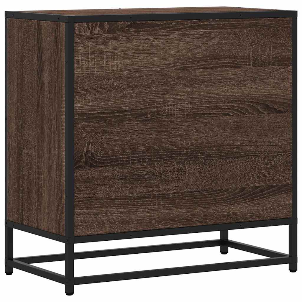 Comodino Rovere Marrone 60x31x60 cm Legno Multistrato e Metallo