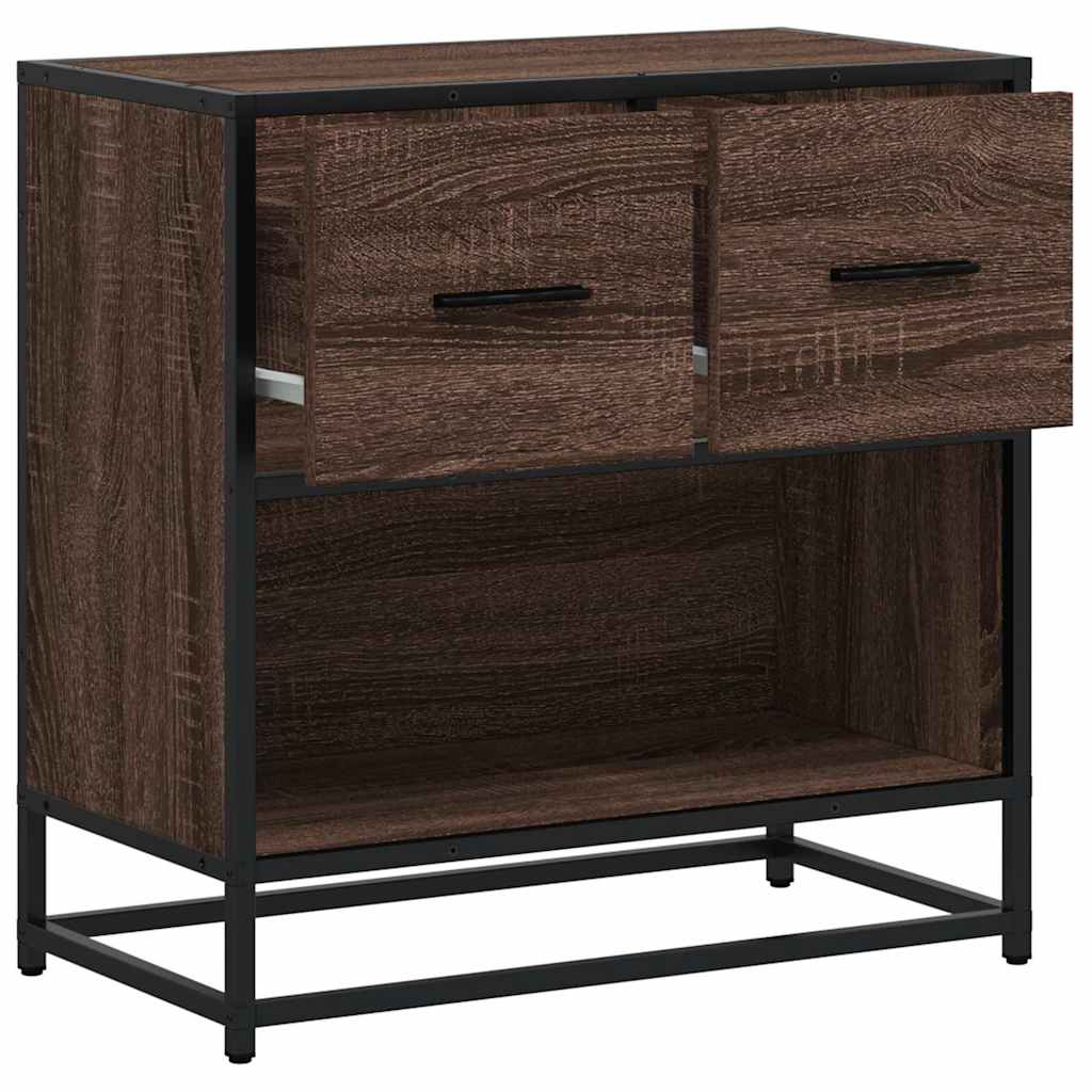 Comodino Rovere Marrone 60x31x60 cm Legno Multistrato e Metallo