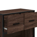 Comodino Rovere Marrone 60x31x60 cm Legno Multistrato e Metallo