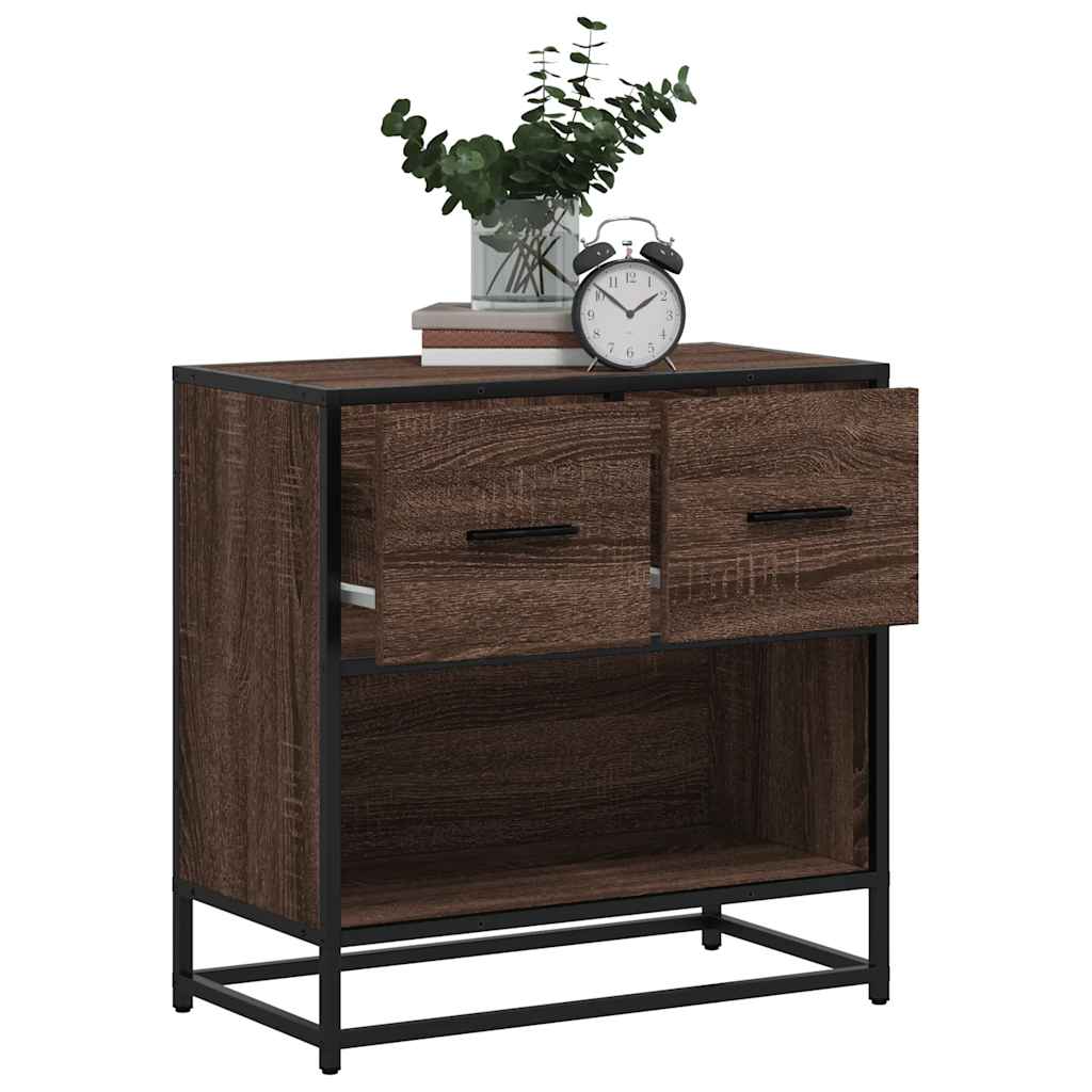 Comodino Rovere Marrone 60x31x60 cm Legno Multistrato e Metallo