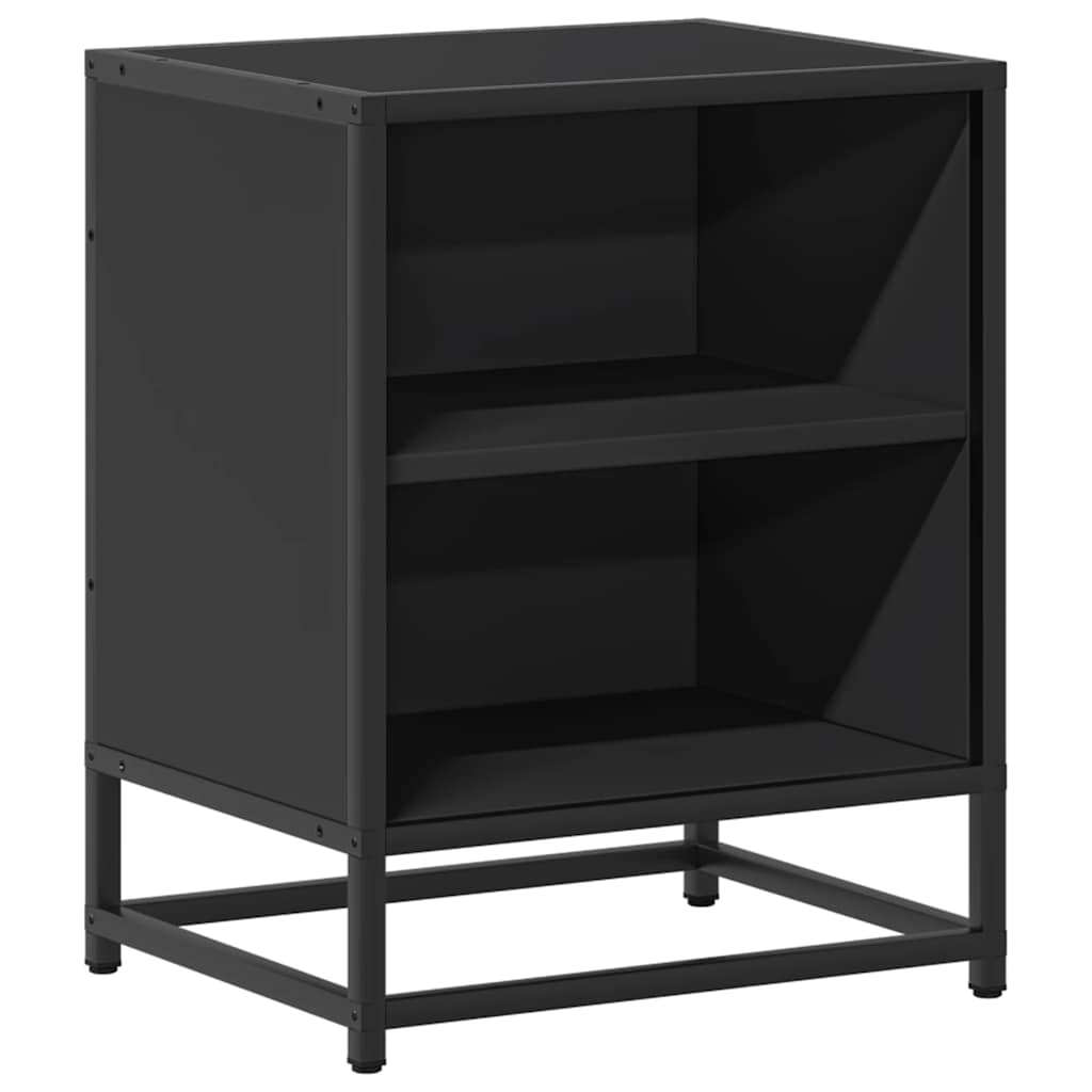 Comodino Nero 40x31x50 cm Legno Multistrato e Metallo