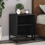 Comodino Nero 40x31x50 cm Legno Multistrato e Metallo