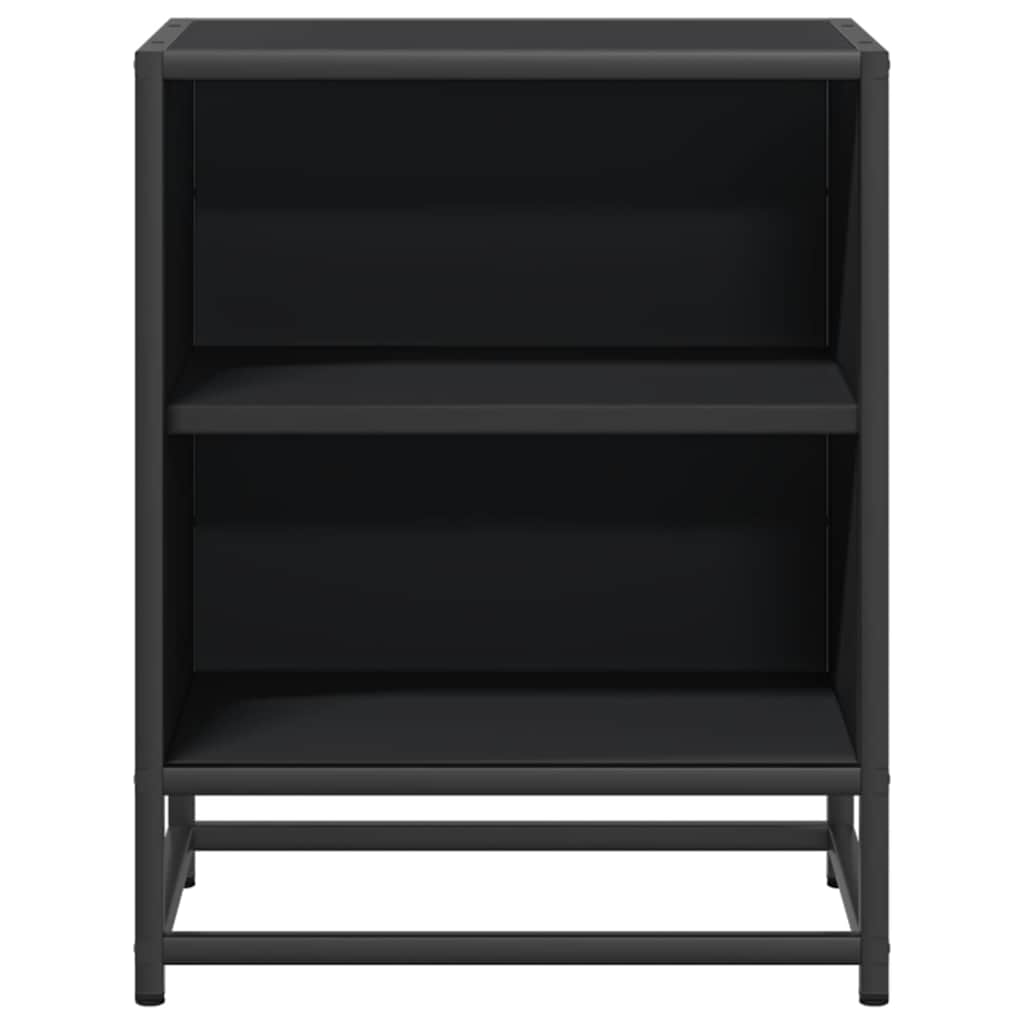 Comodino Nero 40x31x50 cm Legno Multistrato e Metallo