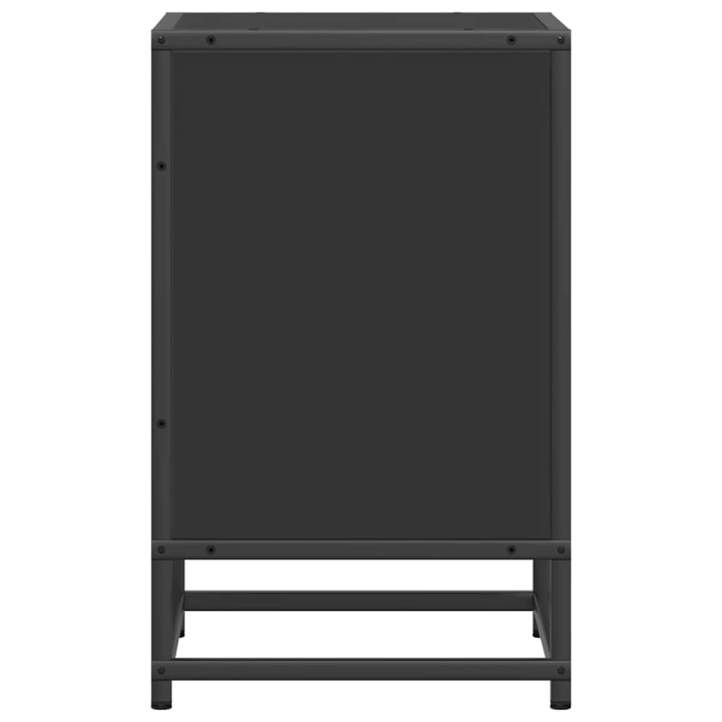 Comodino Nero 40x31x50 cm Legno Multistrato e Metallo