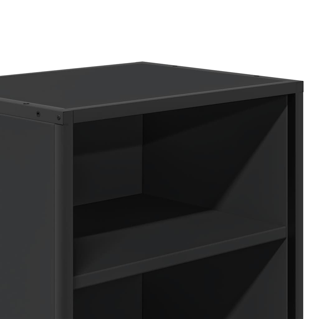 Comodino Nero 40x31x50 cm Legno Multistrato e Metallo