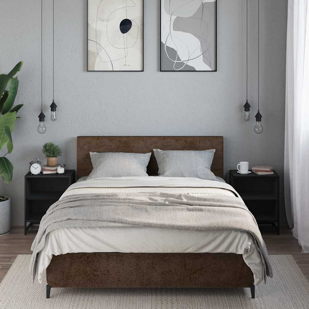 Comodini 2 pz Neri 40x31x50 Legno Multistrato e Metallo