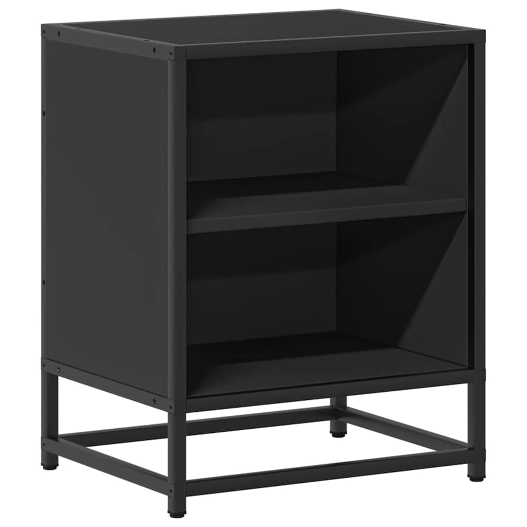 Comodini 2 pz Neri 40x31x50 Legno Multistrato e Metallo