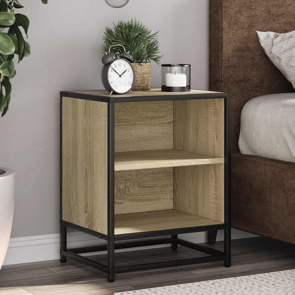 Comodino Rovere Sonoma 40x31x50 cm Legno Multistrato e Metallo