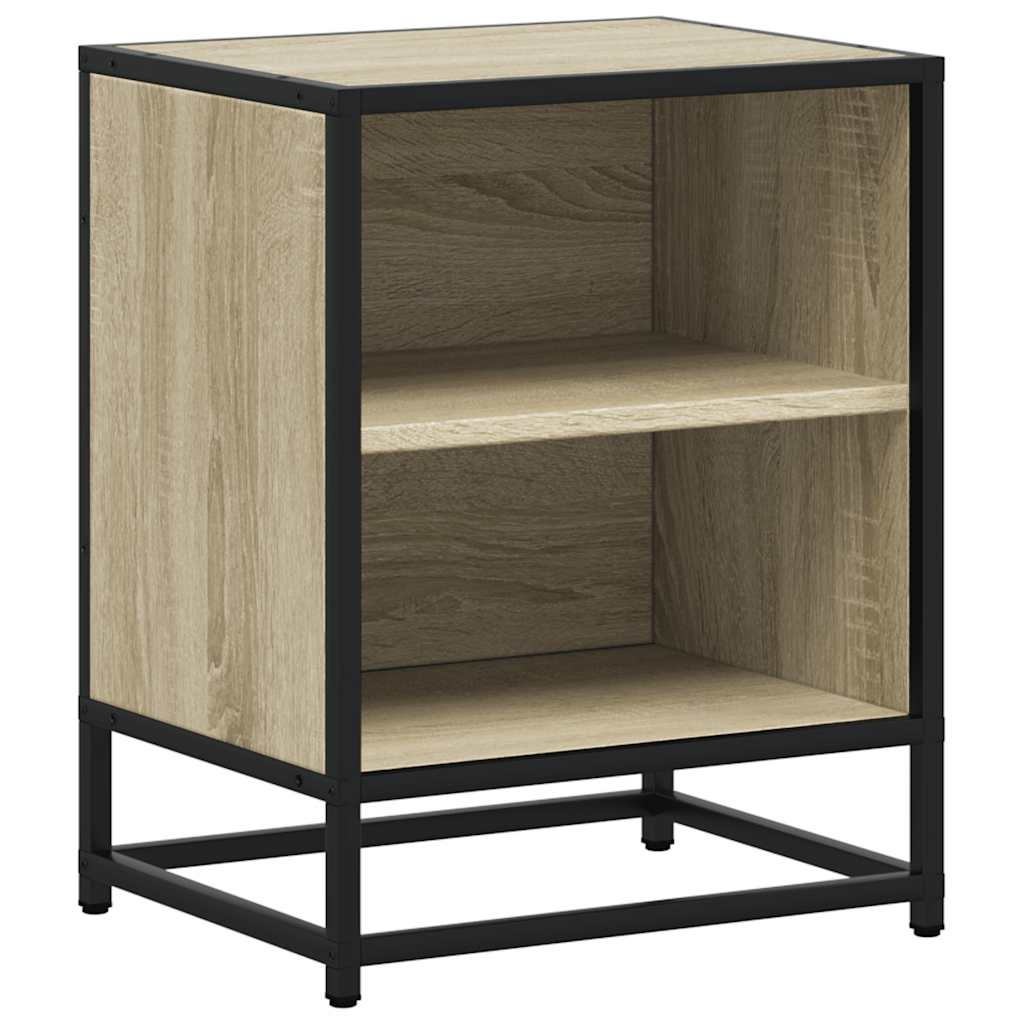Comodini 2pz Rovere Sonoma 40x31x50cm Legno Multistrato Metallo
